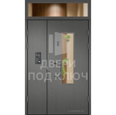 Подъездная дверь с фрамугой и стеклом ДПК-13733