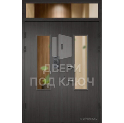Подъездная двухстворчатая дверь с фрамугой ДПК-13877