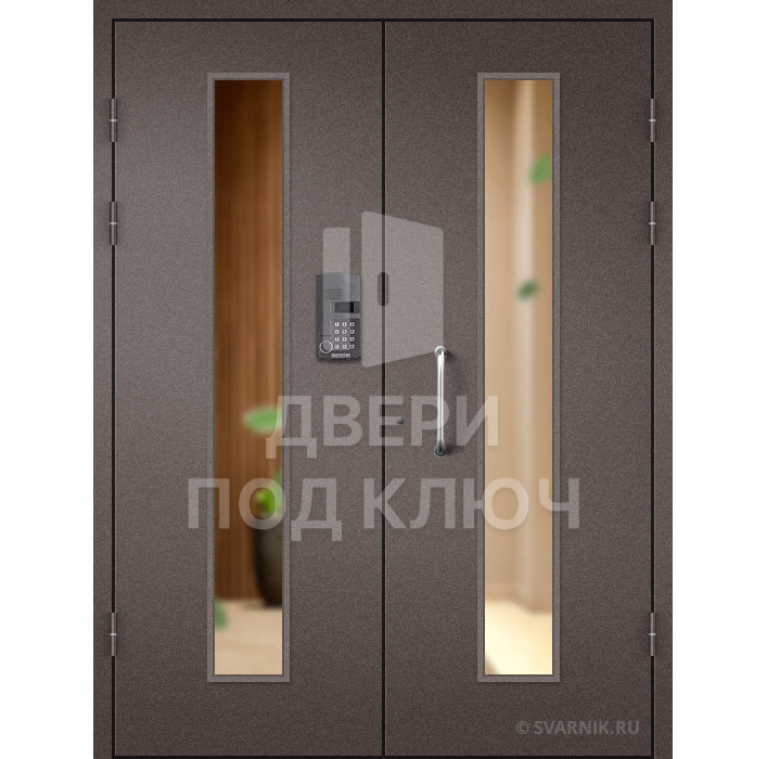 Подъездная двухстворчатая дверь с простым окрасом ДПК-13811